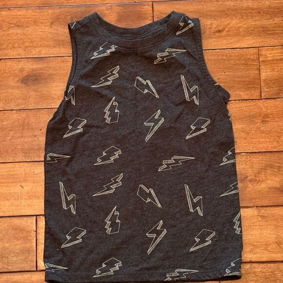 Cat & Jack Tank Top Boys Size XS 4-5 Gray Lightning Bolts - Picture 1 of 3